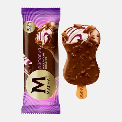 Мороженое Магнат эскимо в шоколаде Эйфория маскарпоне-голубика 70г