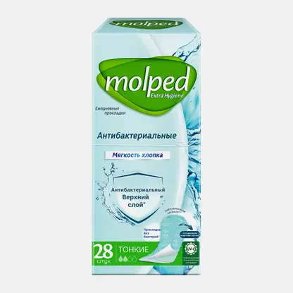 Ежедневные прокладки антибактериальные тонкие Molped 28шт