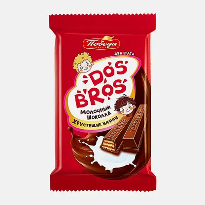Молочный шоколад с хрустящей вафлей с молочной начинкой Dos Bros 37г