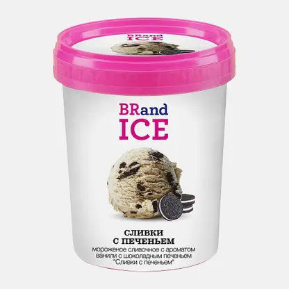 Мороженое сливочное Сливки с печеньем Brandice 10% 500г
