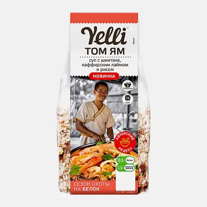 Суп Том Ям с шиитаке каффирским лаймом и рисом Yelli 100г