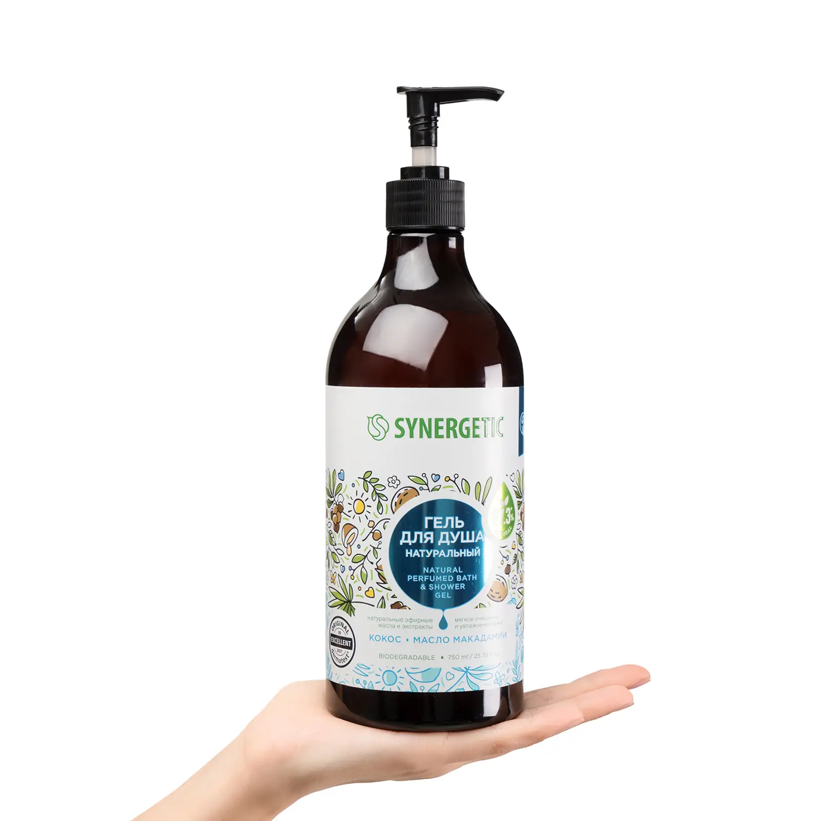 Гель для душа Synergetic Кокос и масло макадамии 750мл