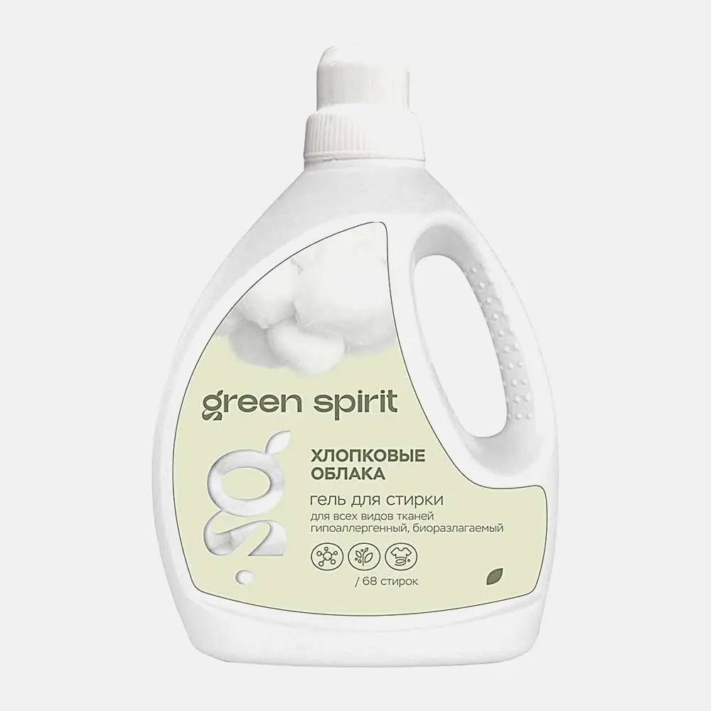 Гель для стирки всех видов тканей Хлопковые облака Green Spirit 2л