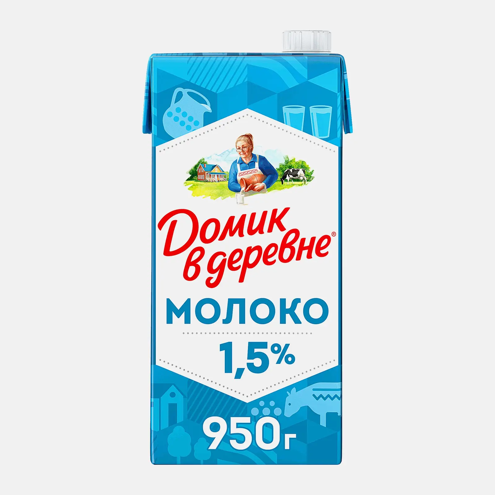 Молоко стерилизованное Домик в деревне с низкой жирностью 1.5% 950г