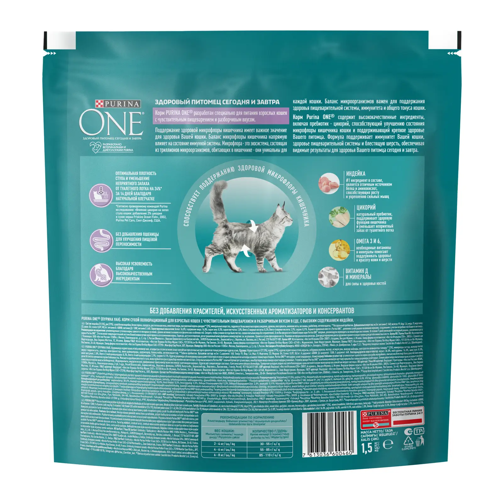 Сухой корм для кошек Purina One с индейкой и рисом 1.5кг