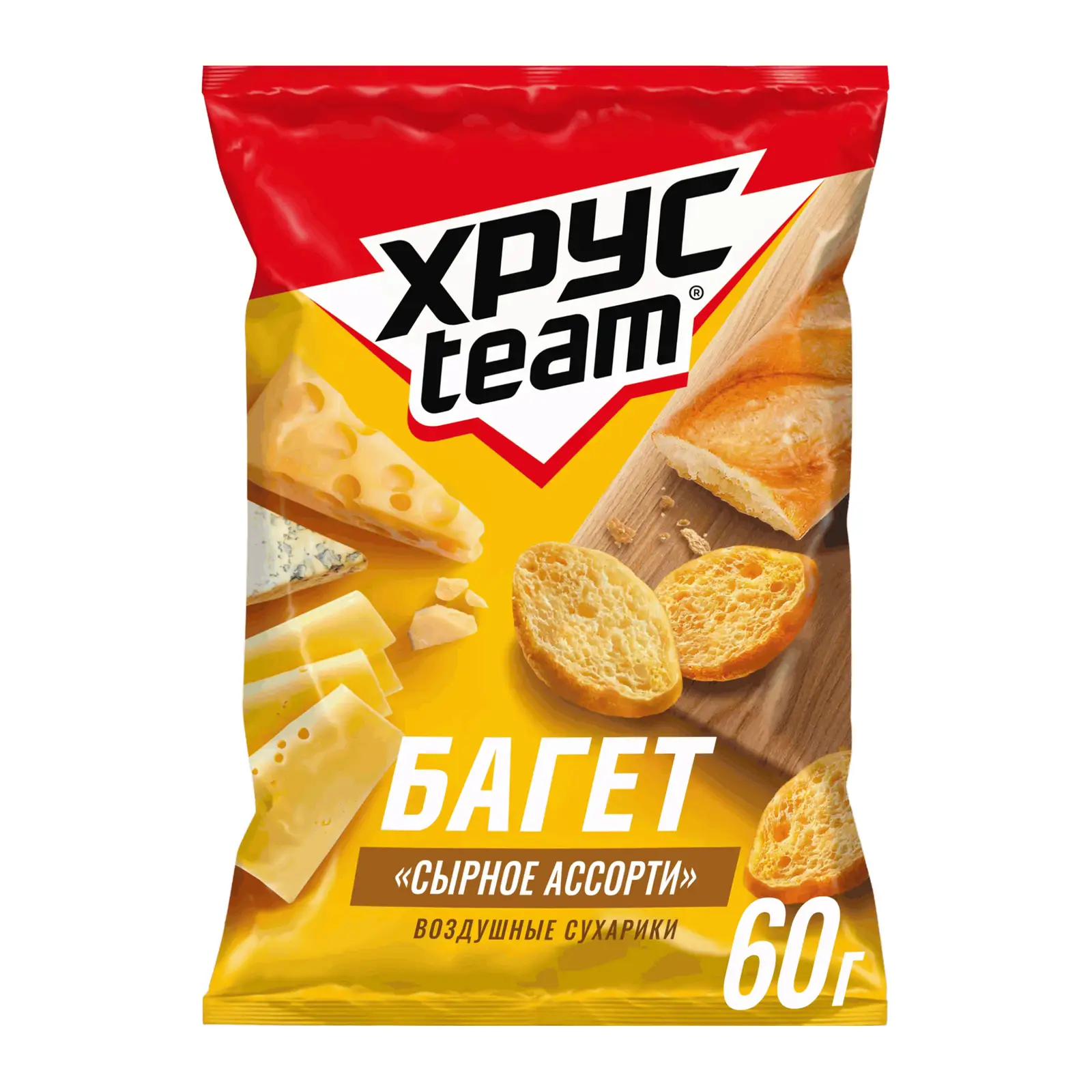 Изображение товара Сухарики Хрусteam Багет Сырное ассорти 60г