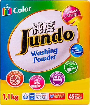 Стиральный порошок Jundo 2в1 для цветного белья с кондиционером Aroma Capsule 1.1кг