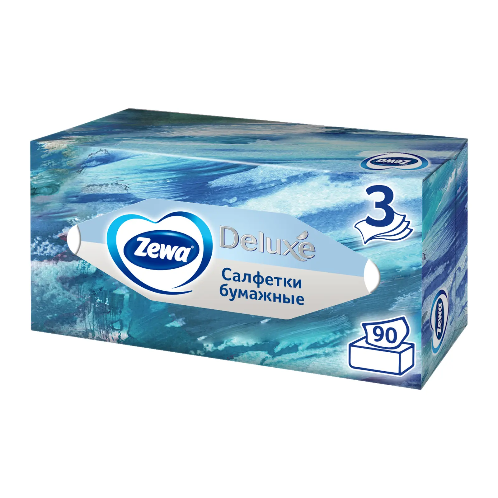Салфетки бумажные Zewa Deluxe Design 3 слоя 90шт