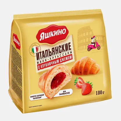 Мини-круассаны Яшкино с клубничным джемом 180г