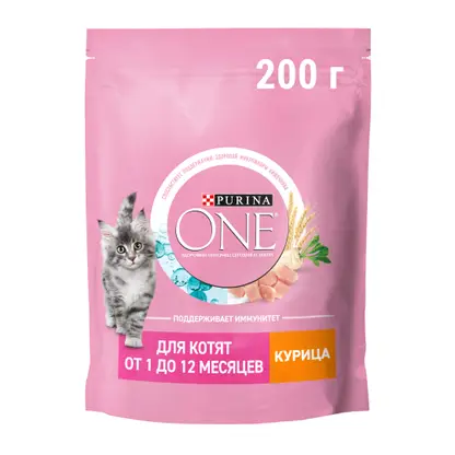 Изображение товара Сухой корм для котят Purina One с курицей и цельными злаками 200г