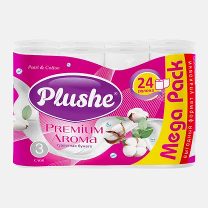 Туалетная бумага белая Pearl & Cotton Plushe Premium Aroma 24 рулона 3 слоя