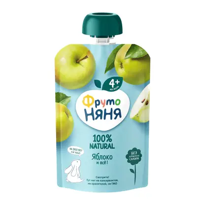 Изображение товара Яблочное пюре с 4 месяцев Фрутоняня 90г - натуральный прикорм для малышей