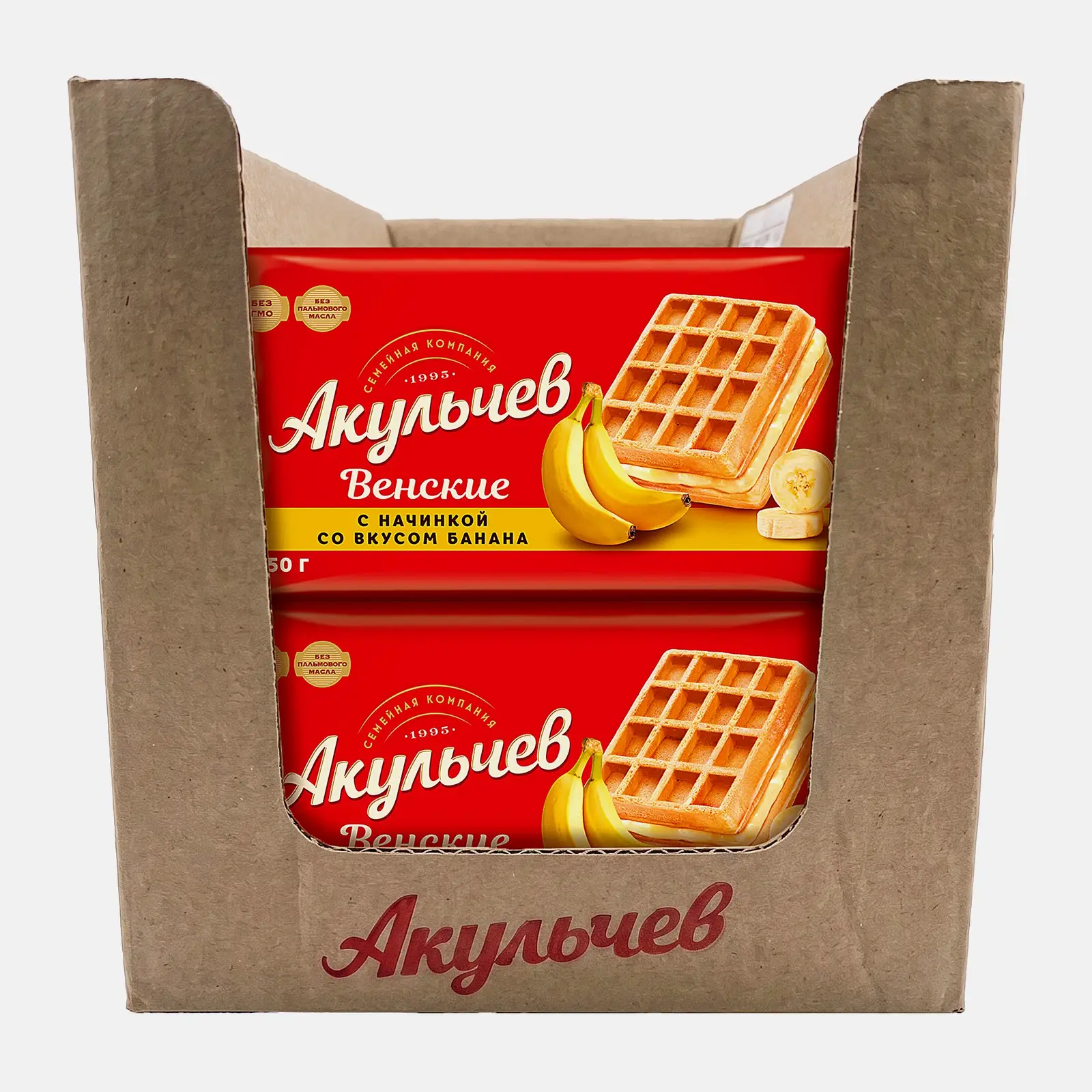 Вафли Акульчев Венские со вкусом банана 100г - фото 3