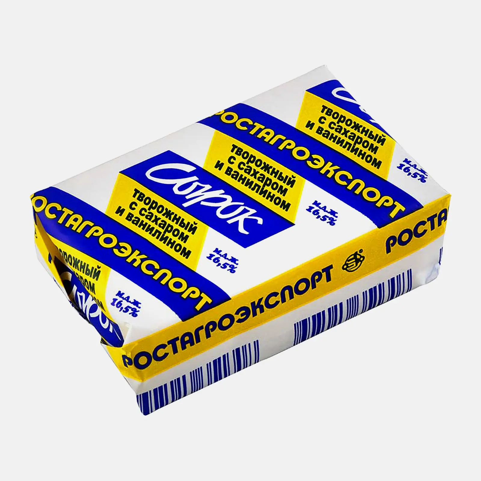 Изображение товара Творожный сырок Ростагроэкспорт с ванилином 16 5 90г натуральный десерт