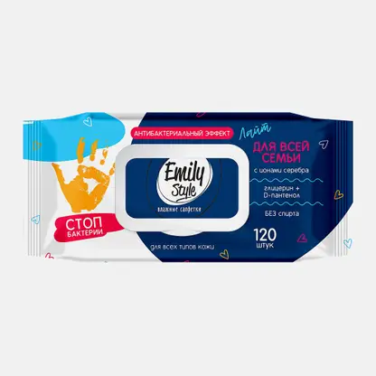 Влажные полотенца антибактериальные Emily Style 120шт