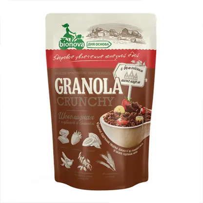 Изображение товара Мюсли запечённые c шоколадом, клубникой и бананом Bionova Crunchy 60г