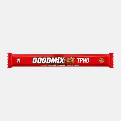 Батончик шоколадный Трио с хрустящей вафлей Goodmix 60г