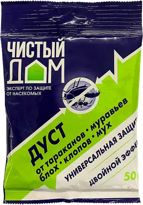 Средство от тараканов блох клопов муравьёв Чистый дом Дуст 50г