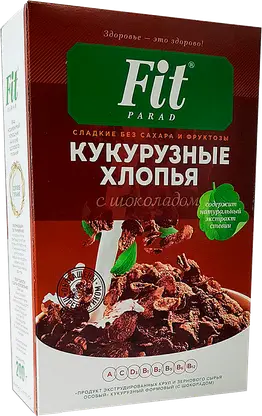 Кукурузные хлопья с шоколадом без сахара Fitparad 200г