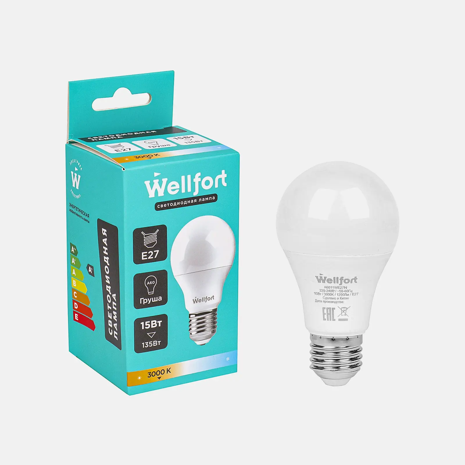 Изображение товара Лампа светодиодная Wellfort груша 15Вт Е27 тёплый свет