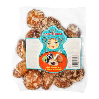 Изображение товара Русские пряники Заварные с начинкой черная смородина 350г натуральные традиционные вкусные