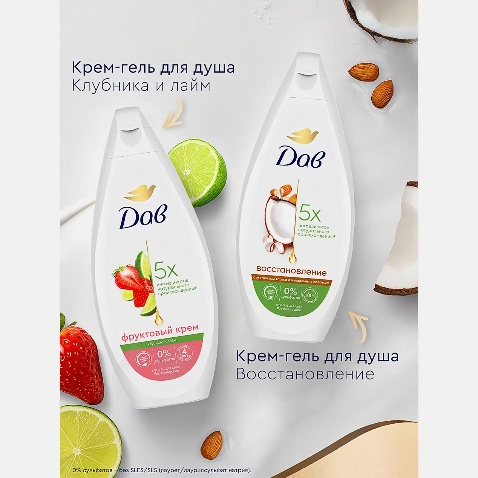 Подарочный набор Гель для душа 250мл + Гель для душа 250мл Дав в ассортименте