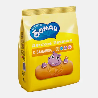 Печенье детское с бананом Бегемотик Бонди 180г