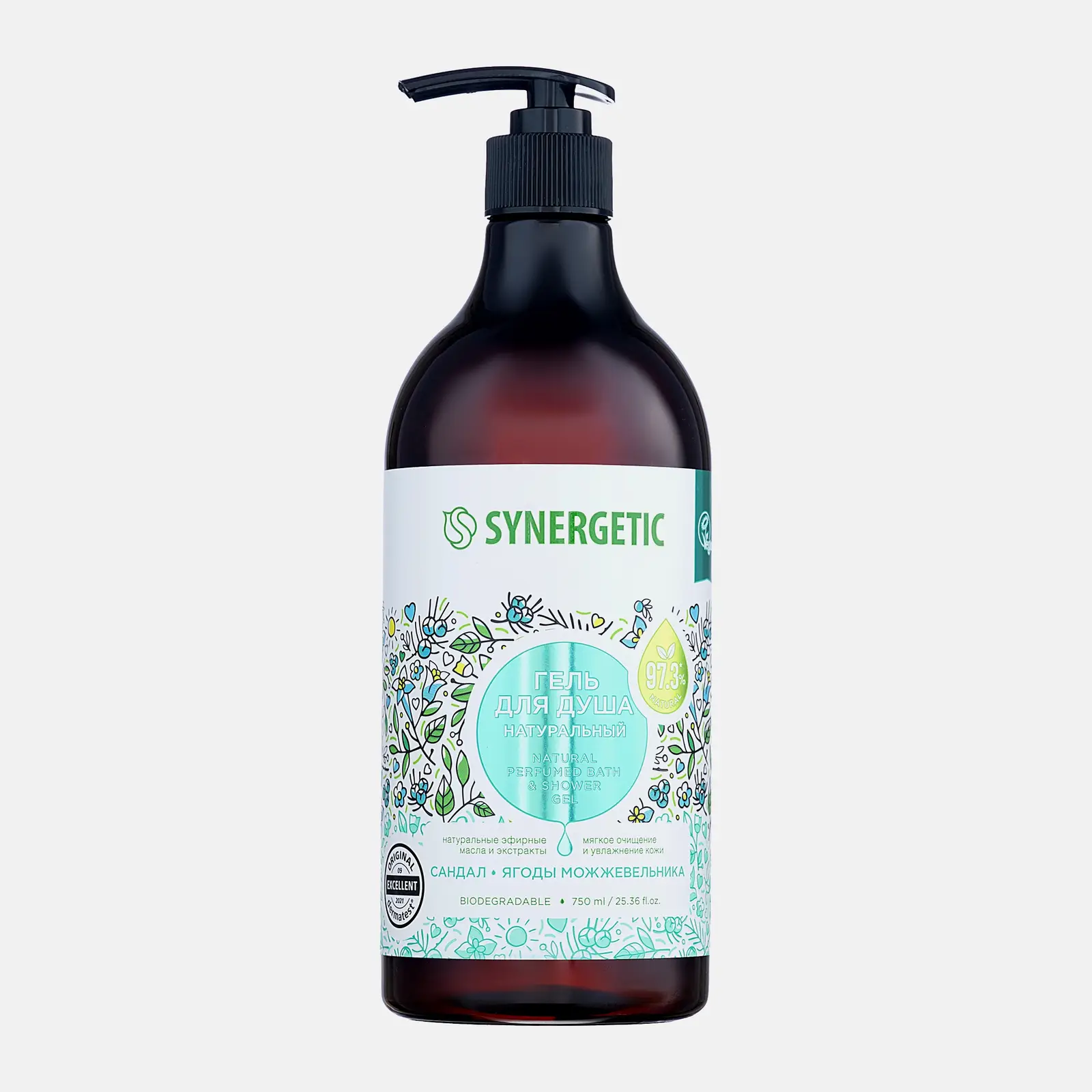 Гель для душа Натуральный Сандал и ягоды можжевельника Synergetic 750мл