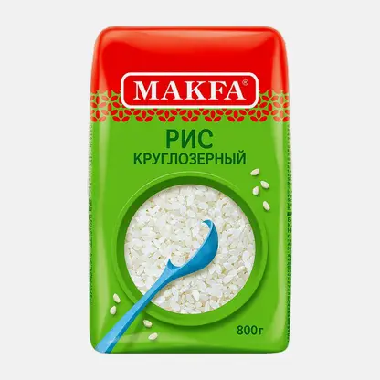 Рис Makfa круглозерный шлифованный 800г