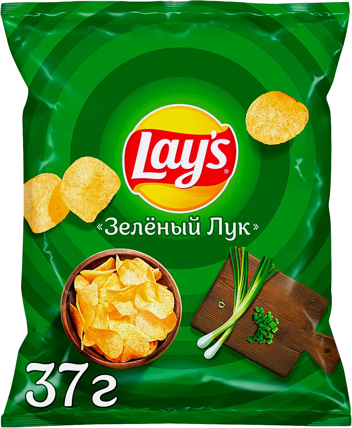 Изображение товара Чипсы Lays Зелёный лук 37г - натуральный вкус и хрустящая текстура