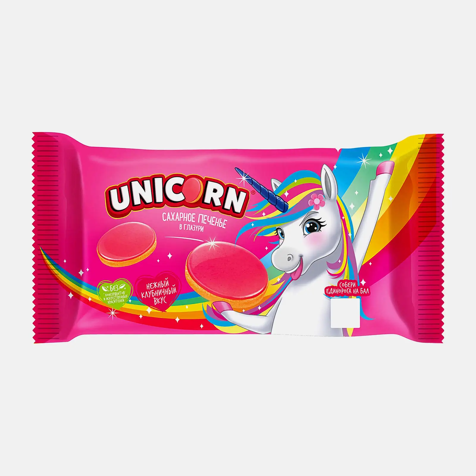 Печенье сахарное в глазури Клубника Unicorn 105г
