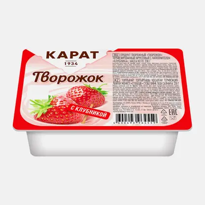 Продукт творожный Карат Клубника 9% 230г