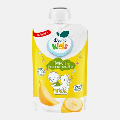 Творог детский со вкусом Банановый пломбир с 6 месяцев Фрутоkids 4.2% 90г