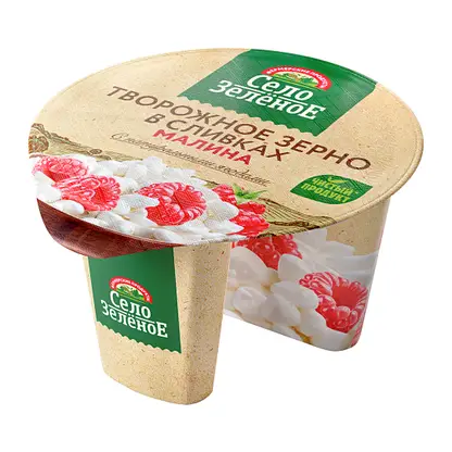 Изображение товара Творог зерненый Село Зеленое Малина в сливках 5% 130г