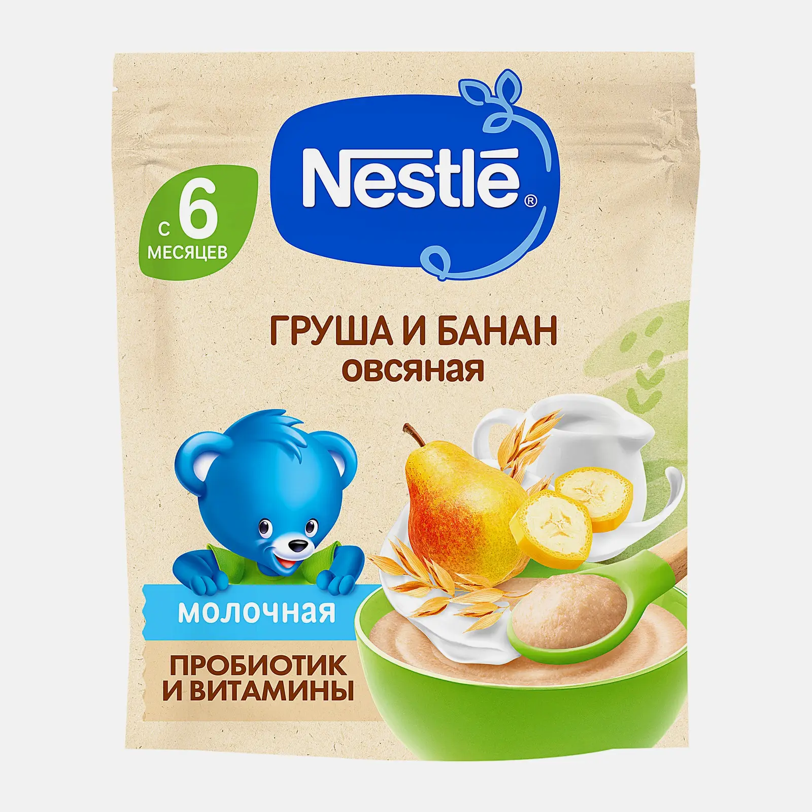 Каша овсяная молочная груша и банан с 6 месяцев Nestle 200г Каша овсяная молочная груша и банан с 6 месяцев Nestle 200г