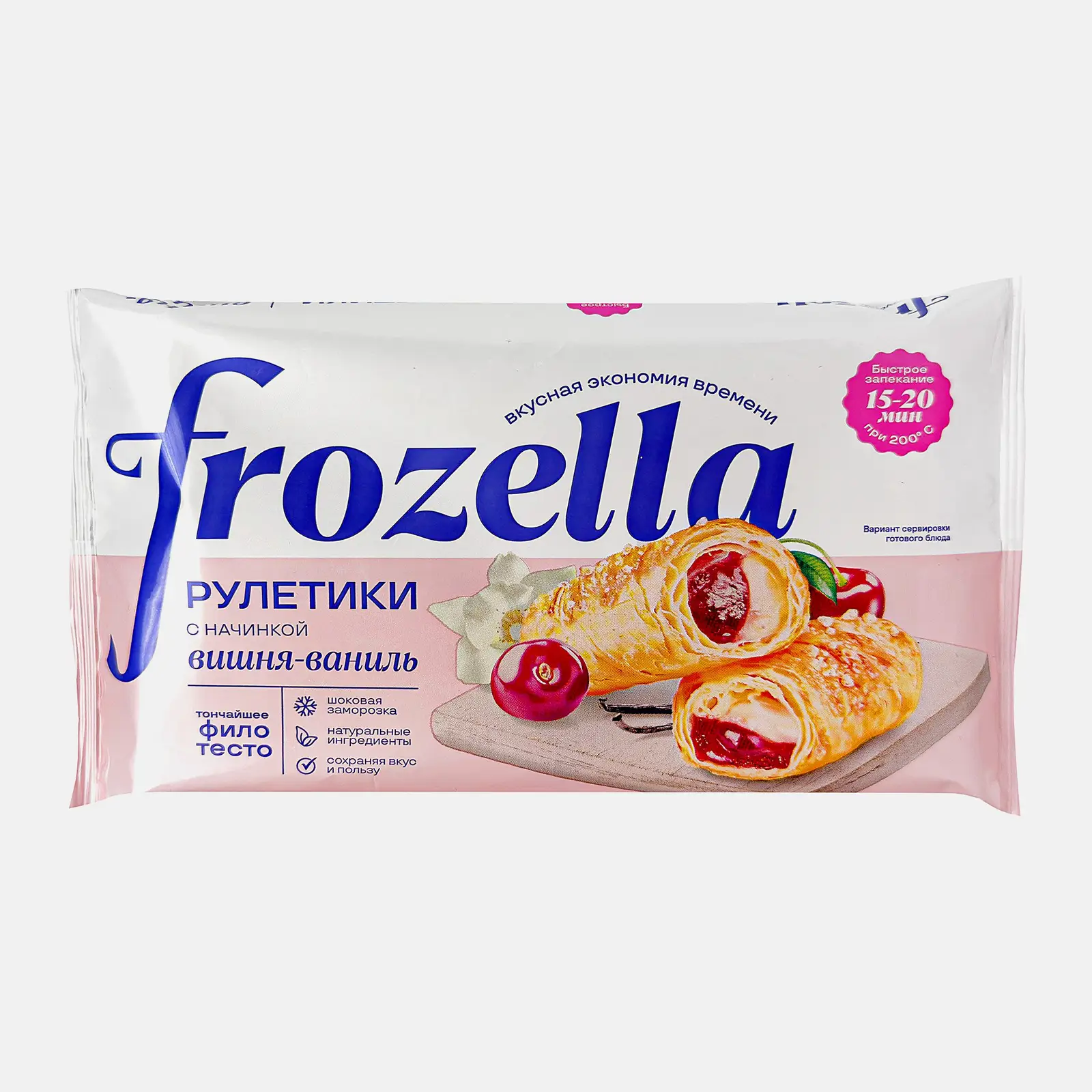 Изображение товара Греческий рулетик с вишней и ванилью Frozella 240 г вкусное кондитерское изделие