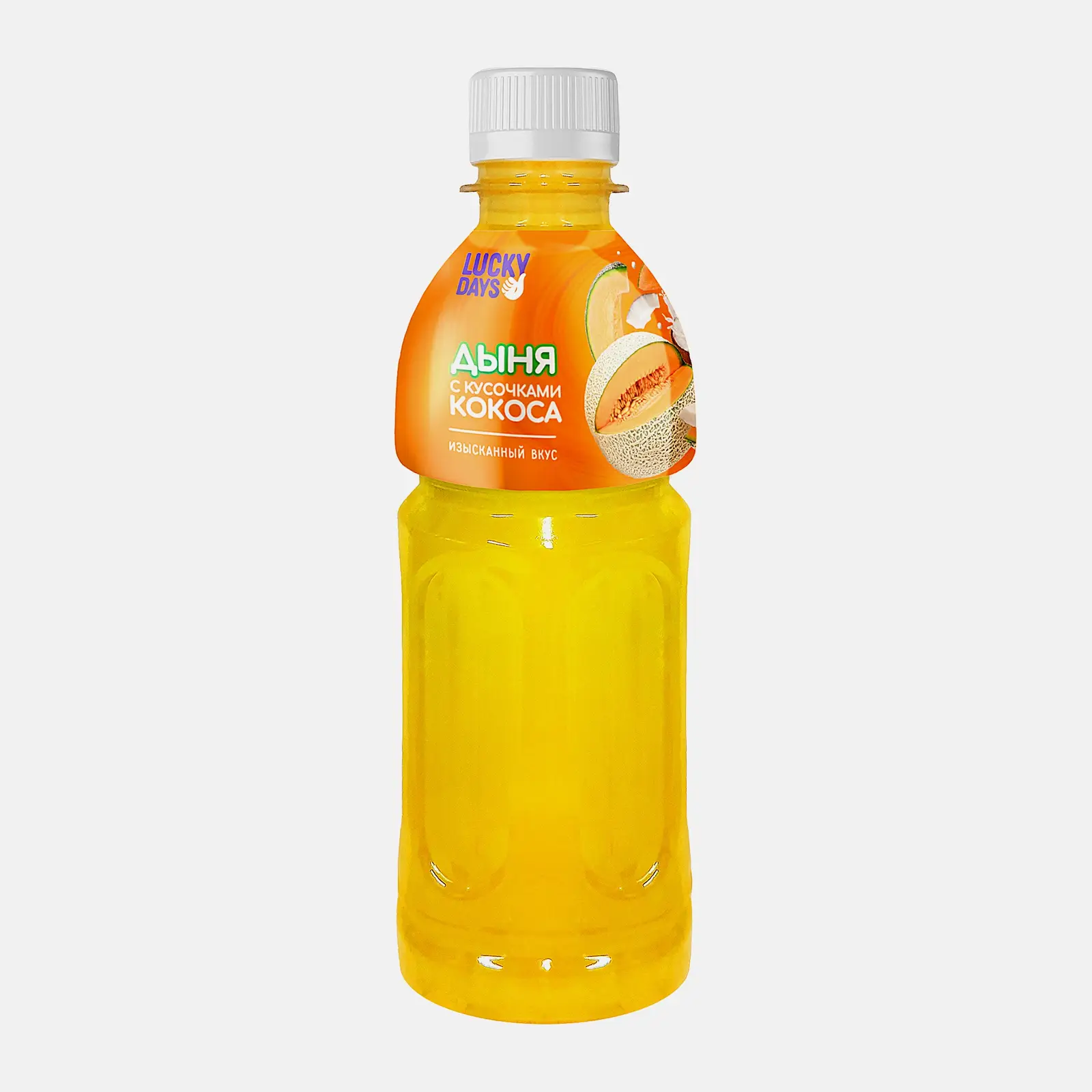 Изображение товара Напиток Lucky Days дыня с кусочками кокоса 300 мл Безалкогольный освежающий сокосодержащий напиток