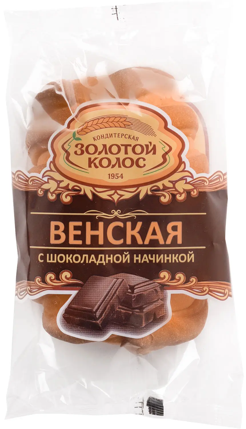 Булочка Золотой Колос Венская с шоколадной начинкой 75г — в каталоге на  сайте сети Магнит | Краснодар