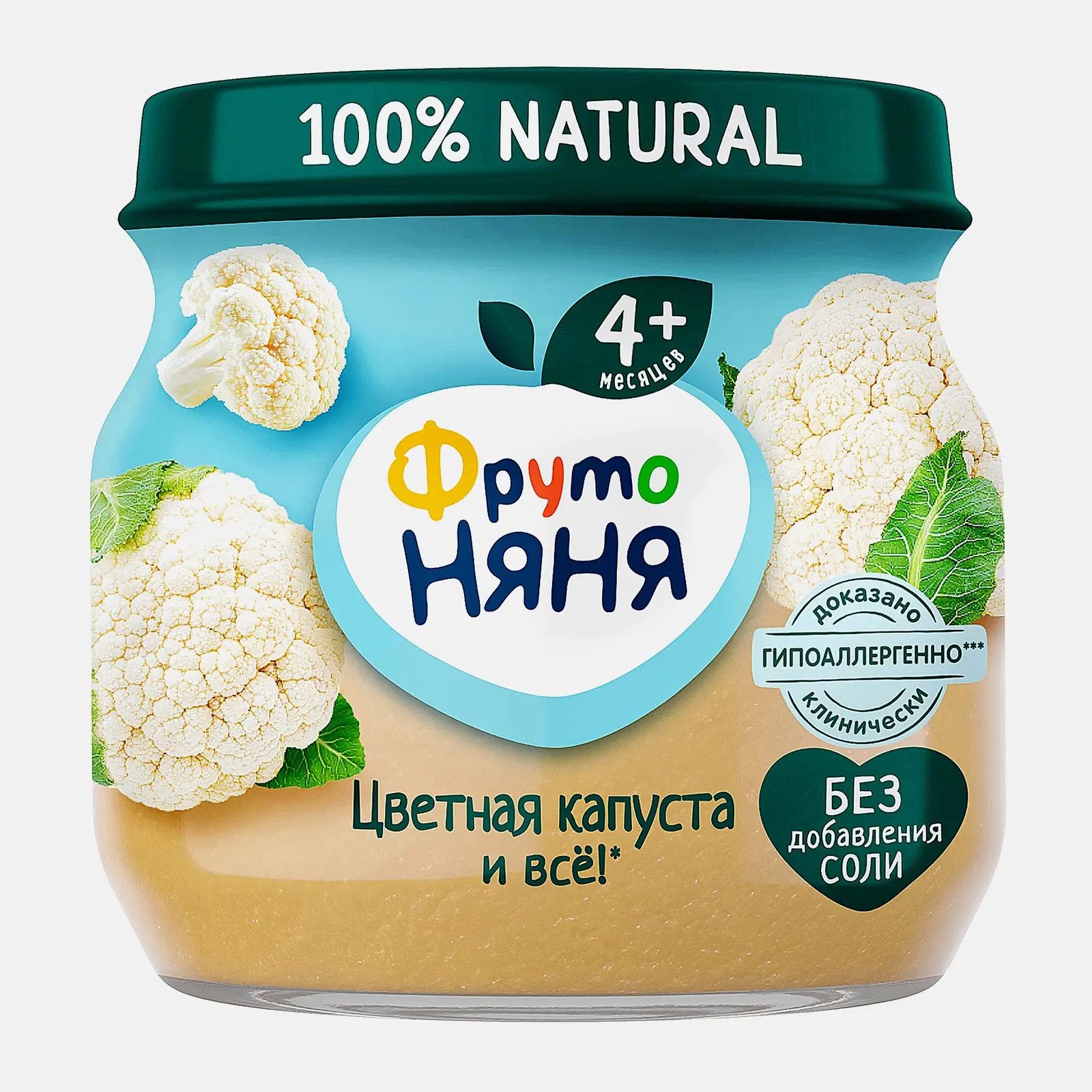 Изображение товара Пюре из цветной капусты Фрутоняня 80 г для детей от 4 месяцев натуральное