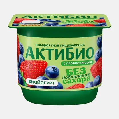 Биойогурт Актибио клубника-черника без сахара 3.0% 130г