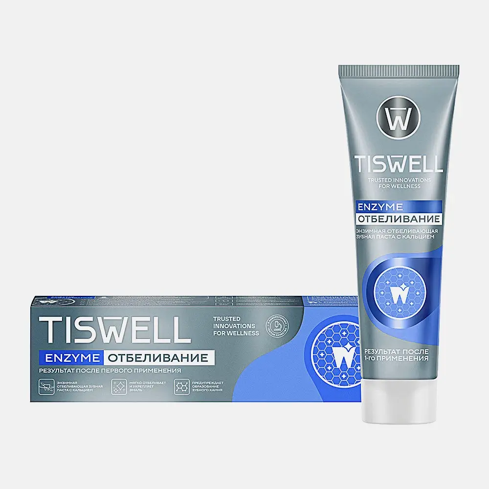Зубная паста Tiswell энзимная отбеливающая с кальцием 110г - фото 3