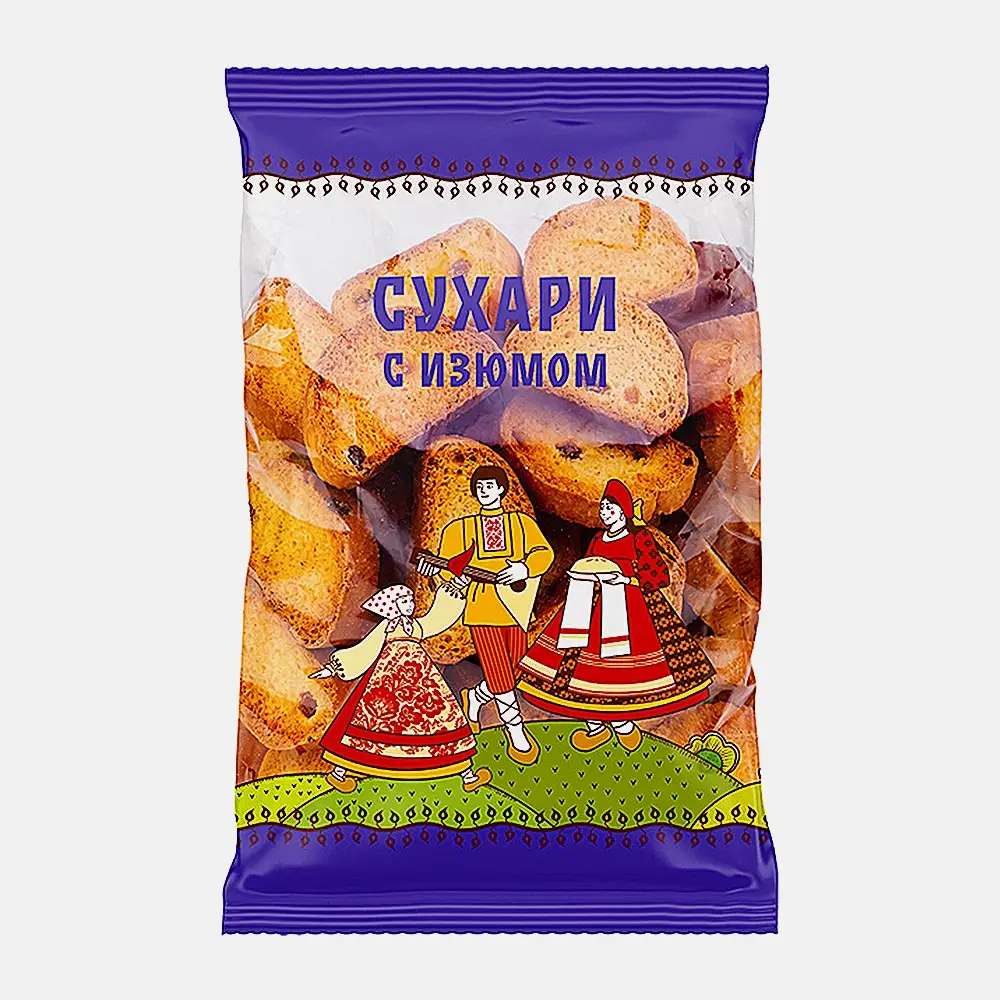 Изображение товара Сухари с изюмом Чудесный Край 300г ароматные и хрустящие