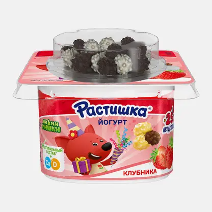 Йогурт Растишка Клубника со злаковым драже в шоколаде 3% 115г