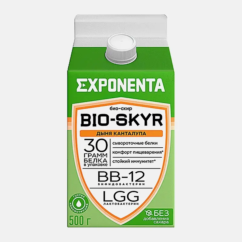 Напиток кисломолочный Exponenta Bio-Skyr Дыня-канталупа высокобелковый обезжиренный 500г