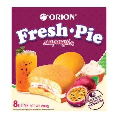 Изображение товара Пирожное бисквитное с начинкой маракуйя Orion Fresh Pie 200г