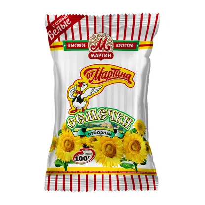 Изображение товара Белые подсолнечные семечки с солью 100г от Мартина вкусный и полезный снек