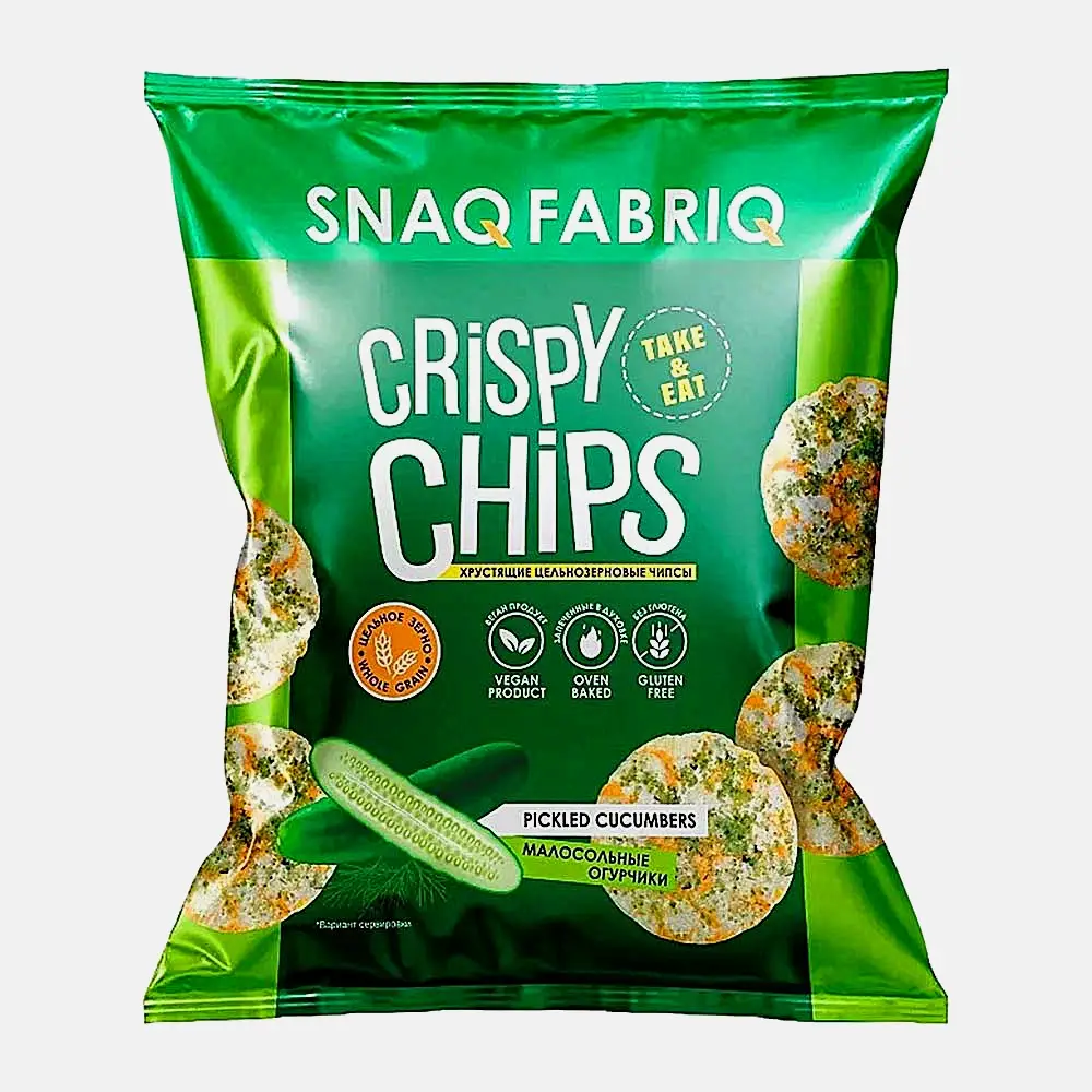 Изображение товара Цельнозерновые чипсы со вкусом малосольных огурцов Snaq Fabriq 50г