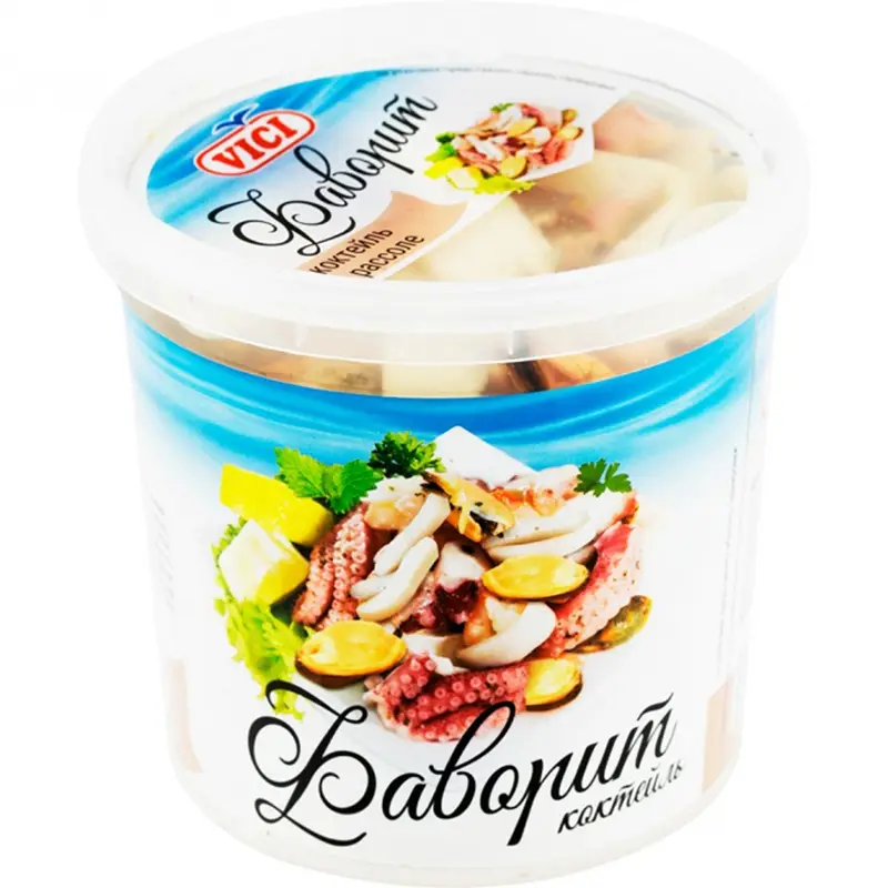 Изображение товара Коктейль из морепродуктов Vici фаворит в масле 360г для салатов и закусок