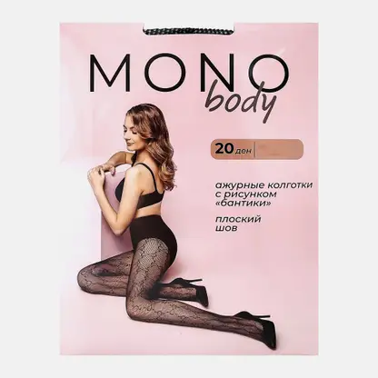Чёрные колготки женские р.2 сетка Бантики Monobody