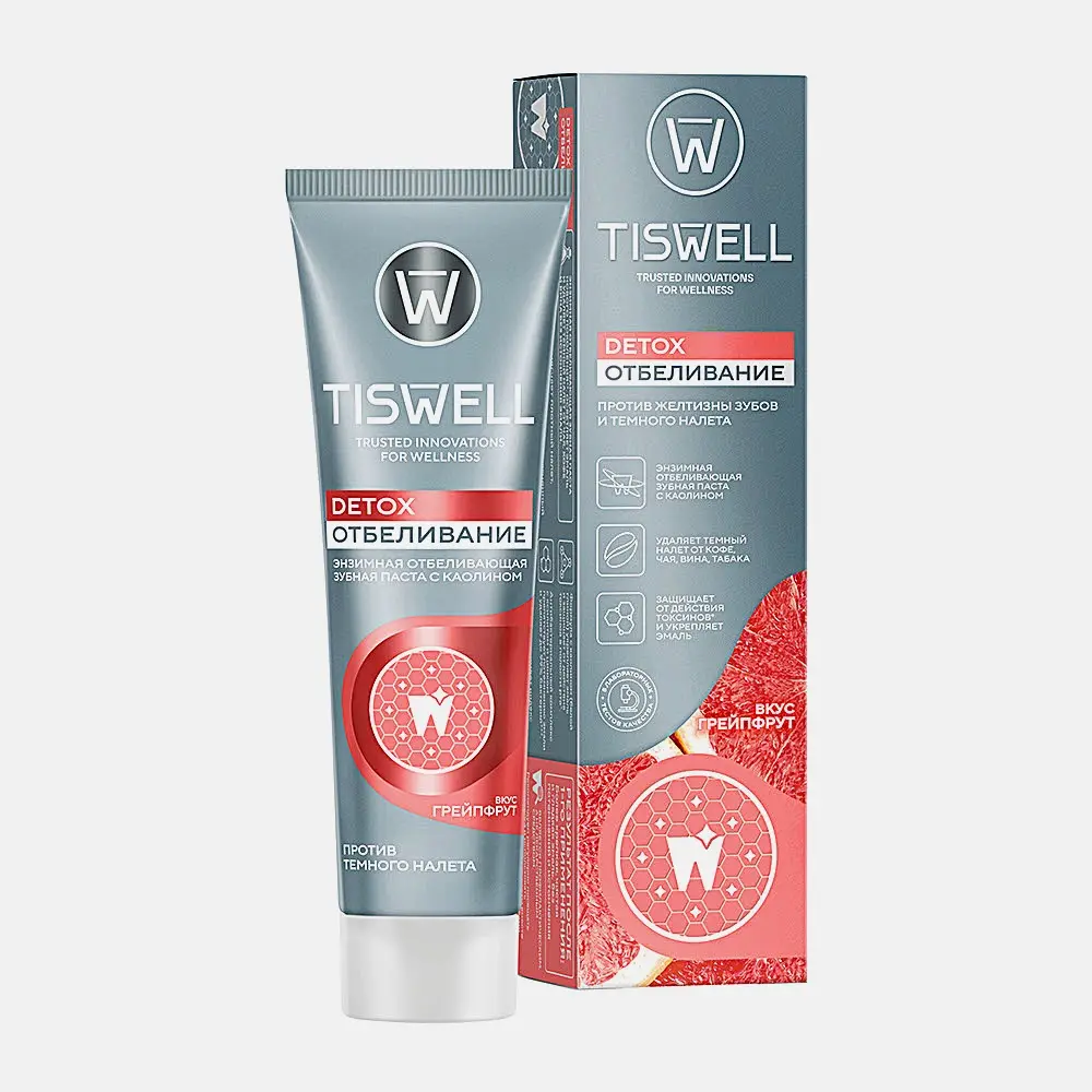 Зубная паста Tiswell Detox отбеливание Грейпфрут 110г